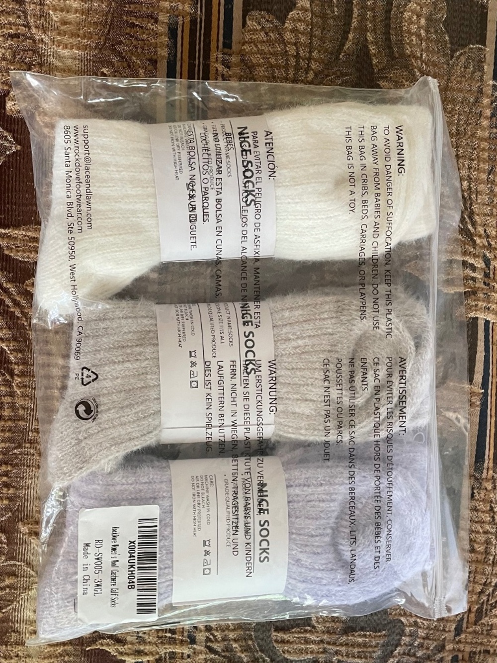 NWT RockDove Cozy Knit Socks 3-Pack Comfy "Cashmere-feel" Ivory Gray Lavender - Picture 3 of 5